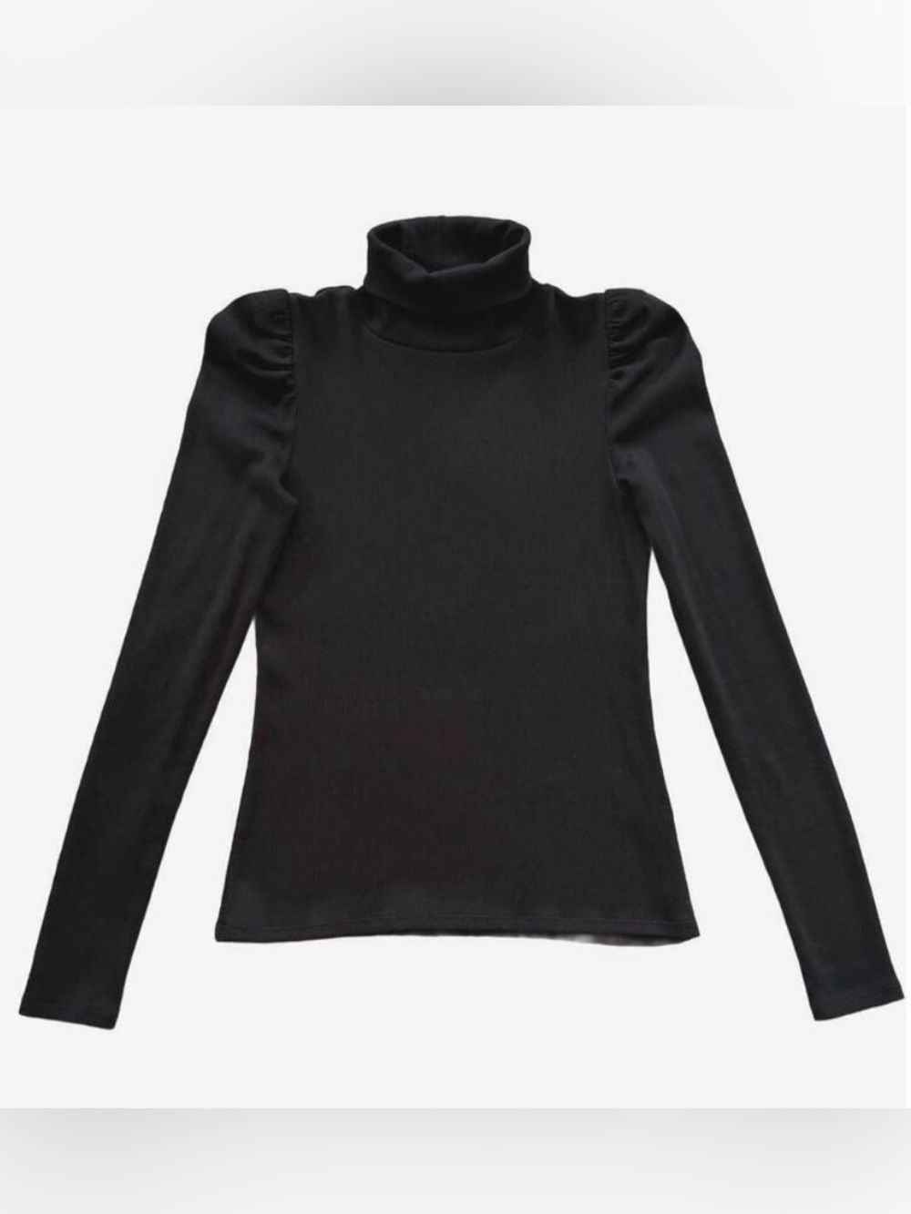 Veronica Beard Cedar Puff Sleeved Turtleneck - Black, Size S